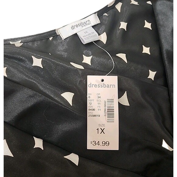 Dressbarn Size 1X Womens Paisley Satin V-Neck 3/4 Bell Sleeve Blouse NEW - Picture 5 of 10